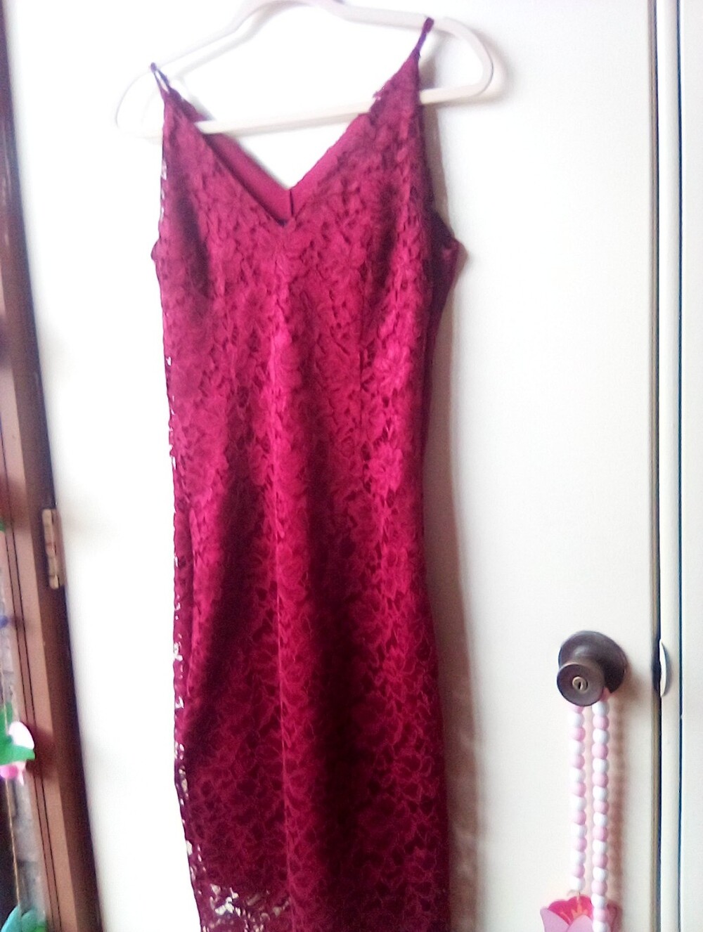 Enfocus Studio Burgundy Lace Midi Slip Dress Lace Detail Size 8 - Picture 7 of 10